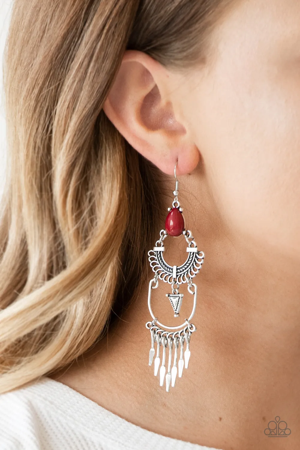 Paparazzi Earring ~ Progressively Pioneer - Red