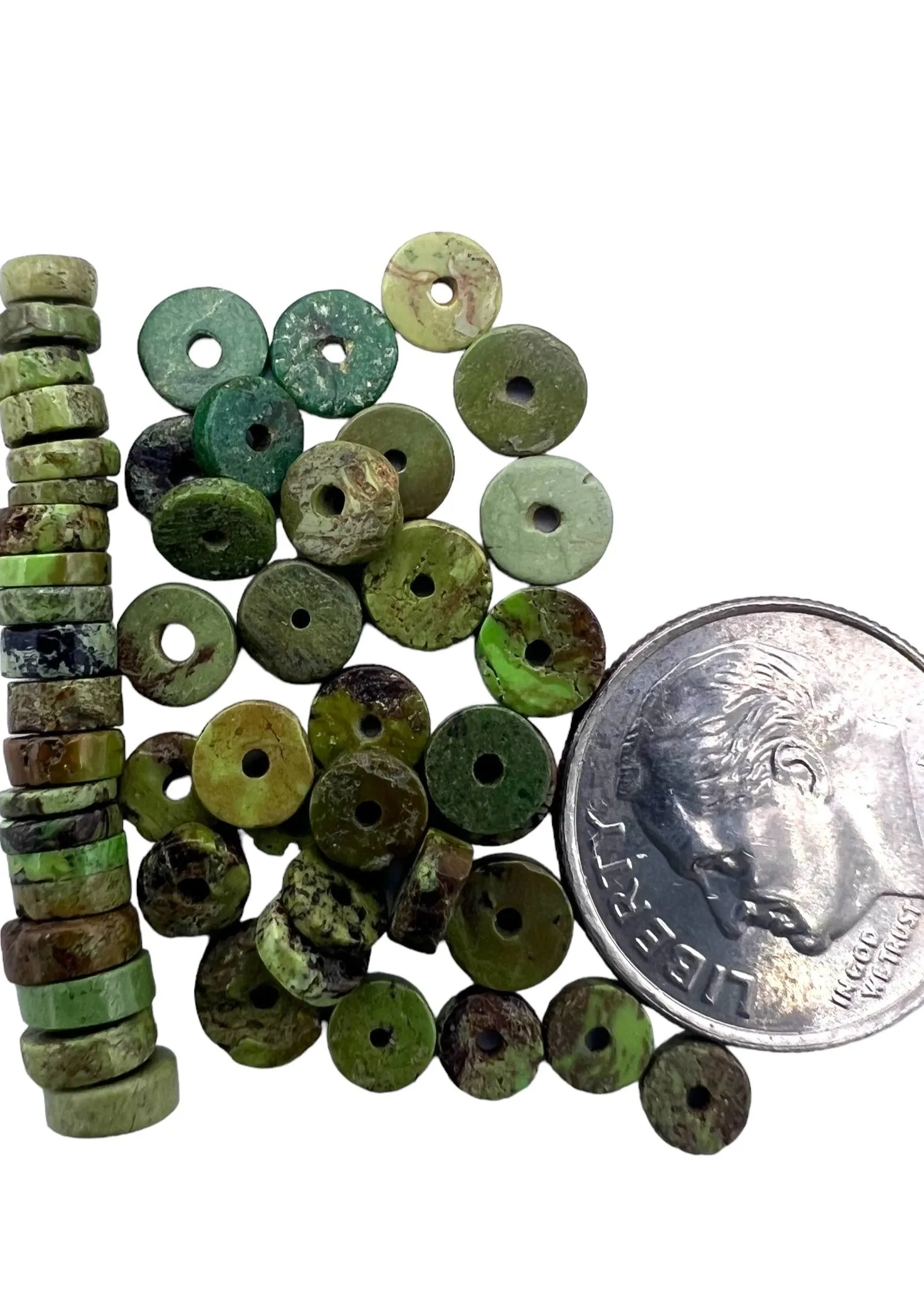 RARE Gaspeite (Canada) 4-5mm Heishi Beads (Package of 10 Beads)