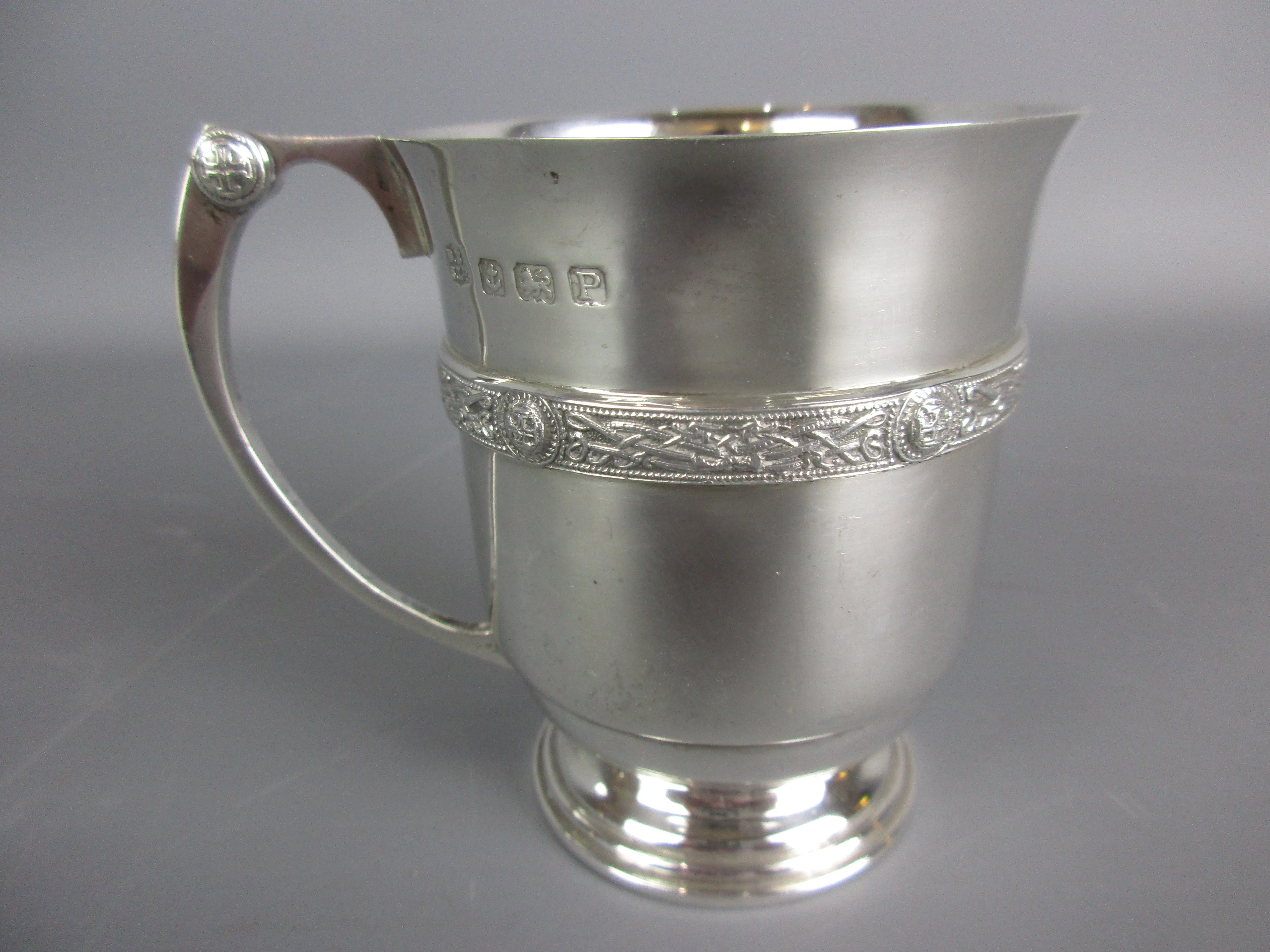 Sterling Silver George V Mug With Celtic Band Vintage 1939.