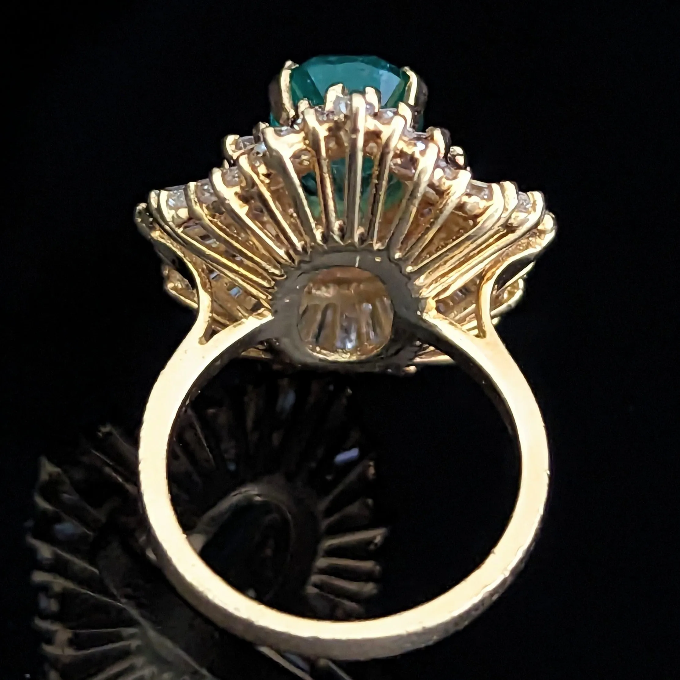 The Bethel - Vintage GIA Graded Emerald Diamonds 18k Gold Cocktail Ring