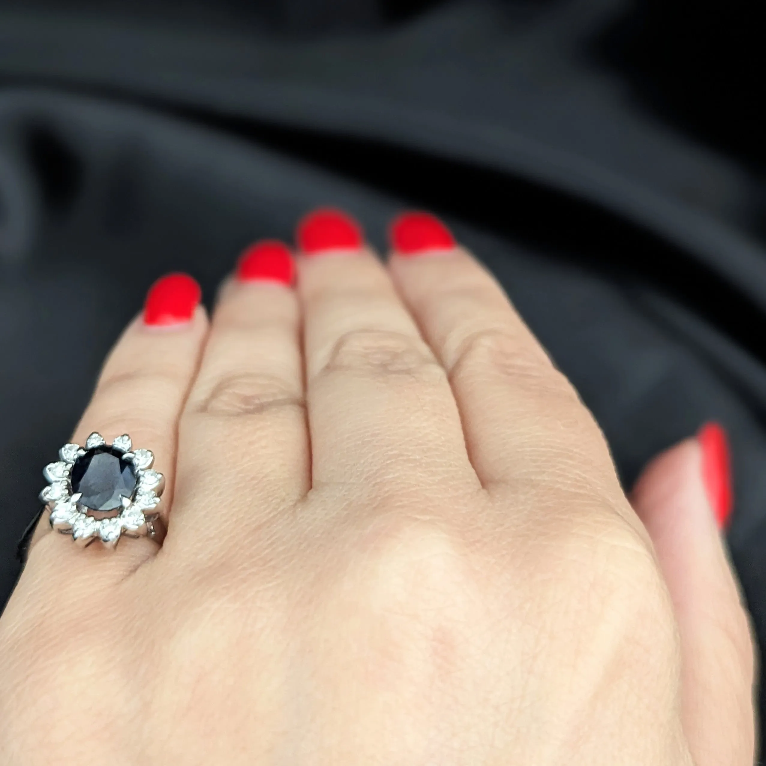 The Monroe - Vintage Sapphire Diamond 14k Gold Halo Ring