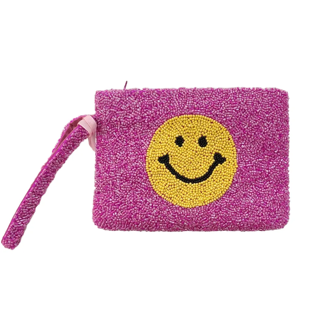 Tiana Designs Hand Beaded Smiley Coin Purse Wristlet