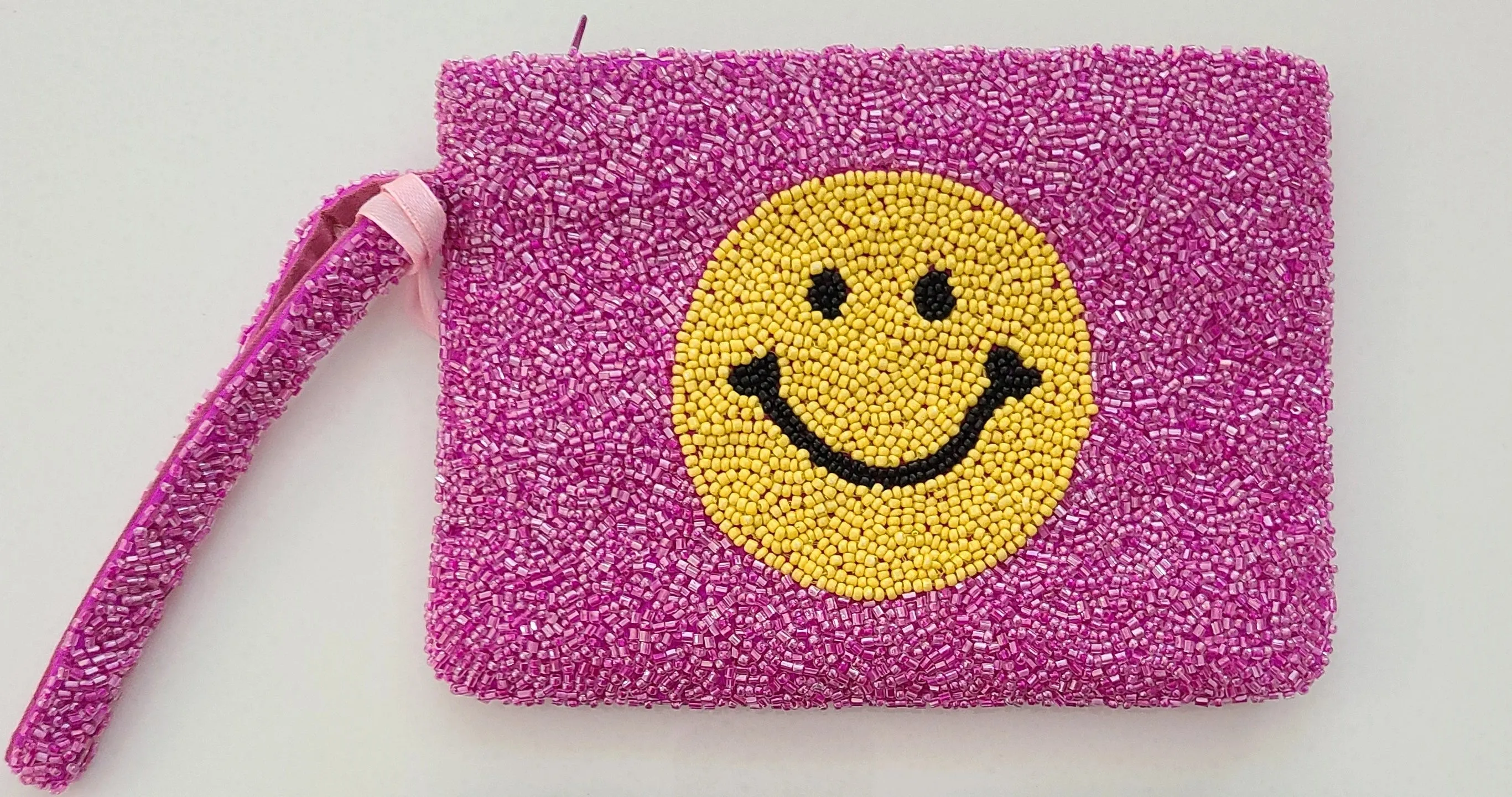 Tiana Designs Hand Beaded Smiley Coin Purse Wristlet