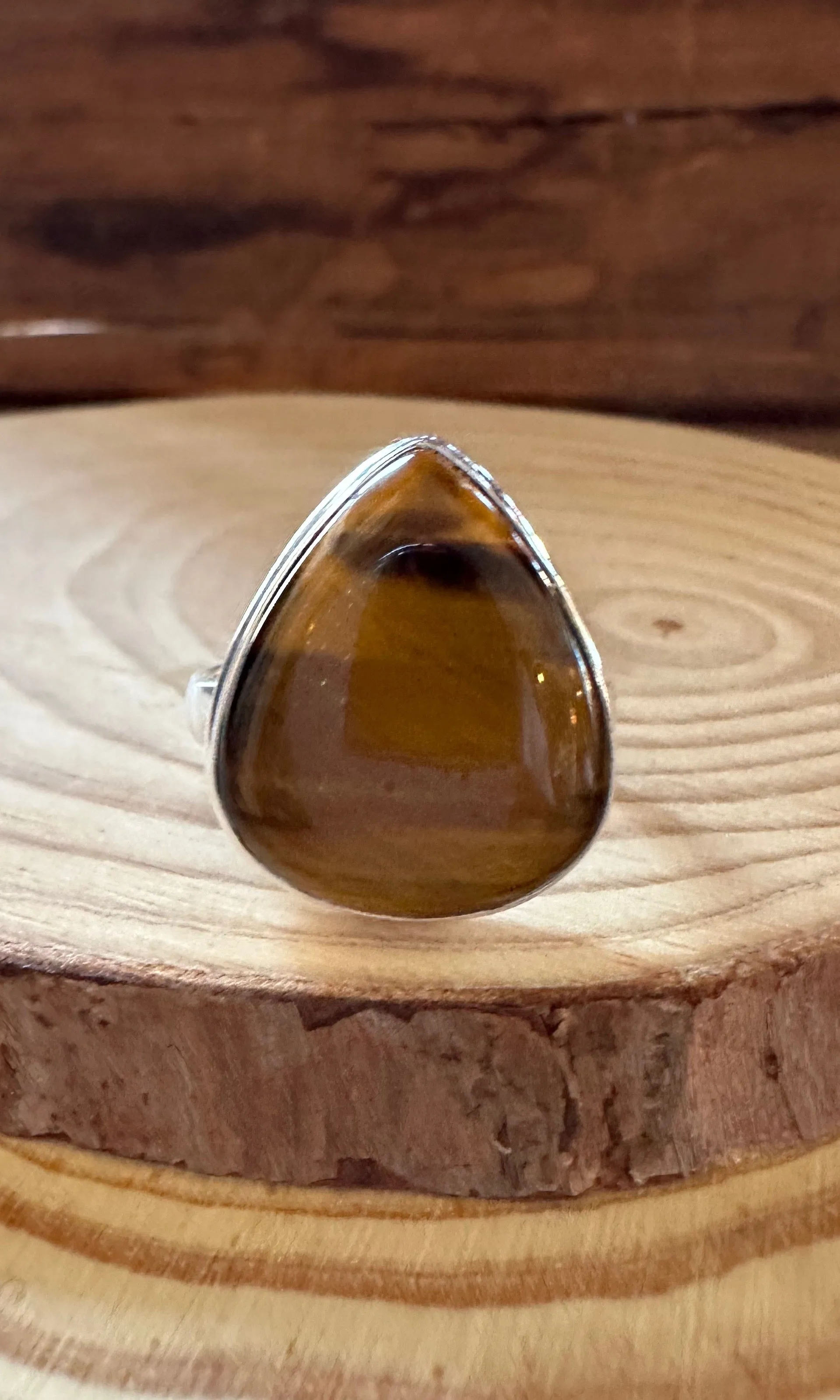 TIGER'S EYE and Silver Ring Size 10