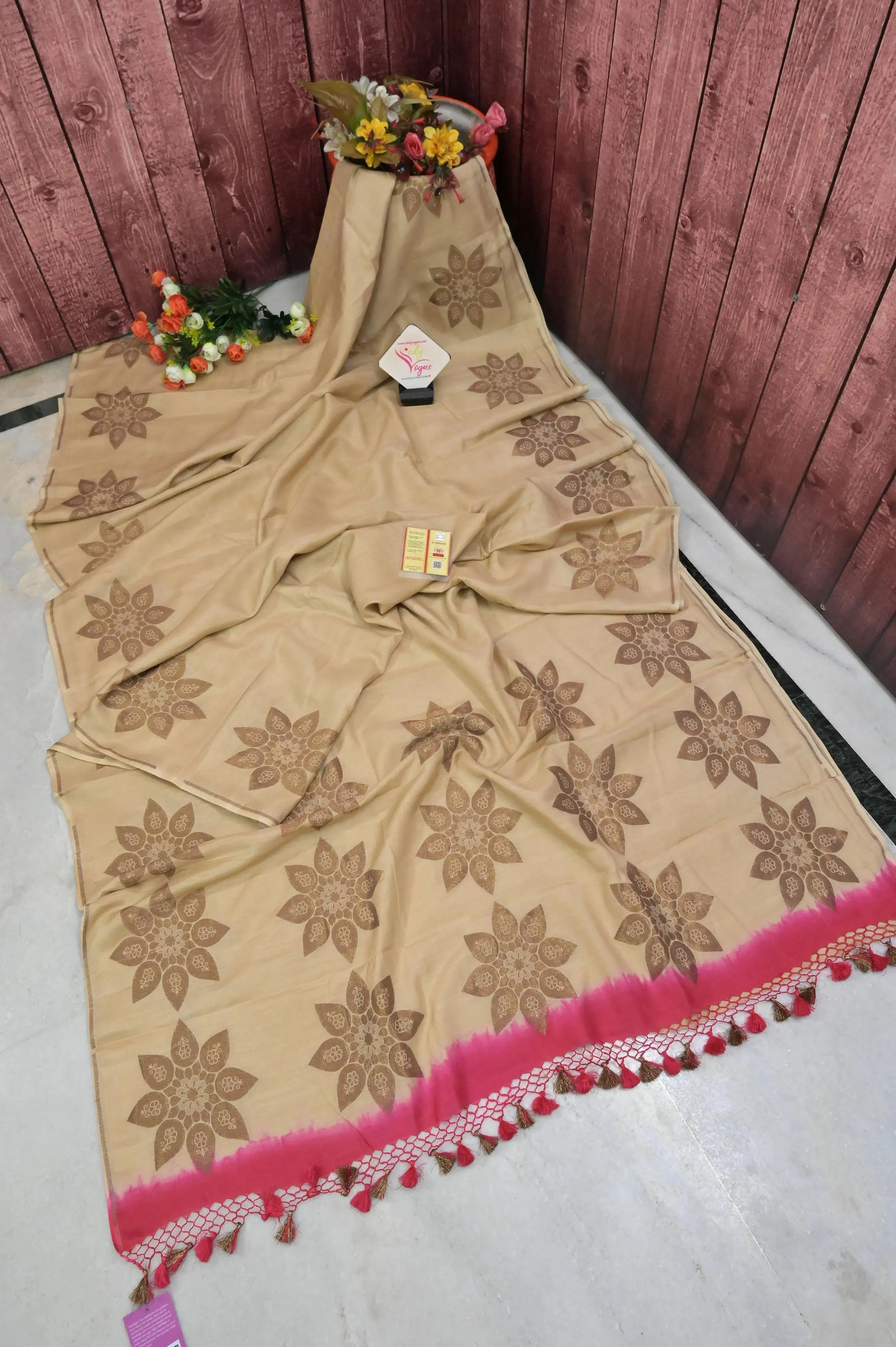 Tussar Color Muga Banarasi Saree