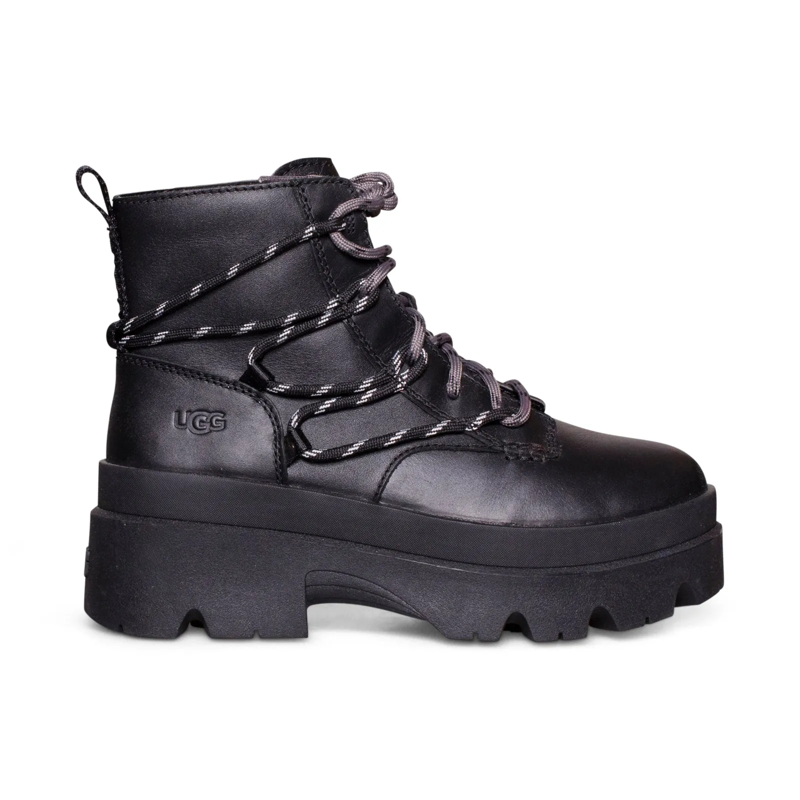 UGG Brisbane Lace Up Black Boots - Women's