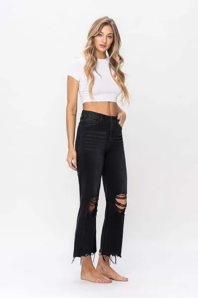 Vervet by Flying Monkey Vintage Ultra High Waist Distressed Crop Flare Jeans (Online Exclusive)