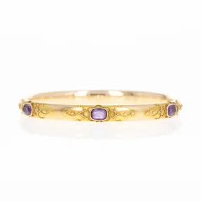 Victorian 14K Yellow Gold Amethyst Bangle