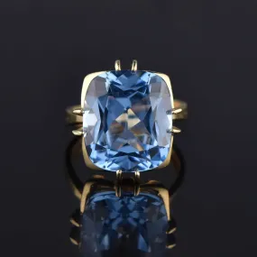 Vintage 14K Gold 15CTW Blue Topaz Cocktail Ring, Sz 8