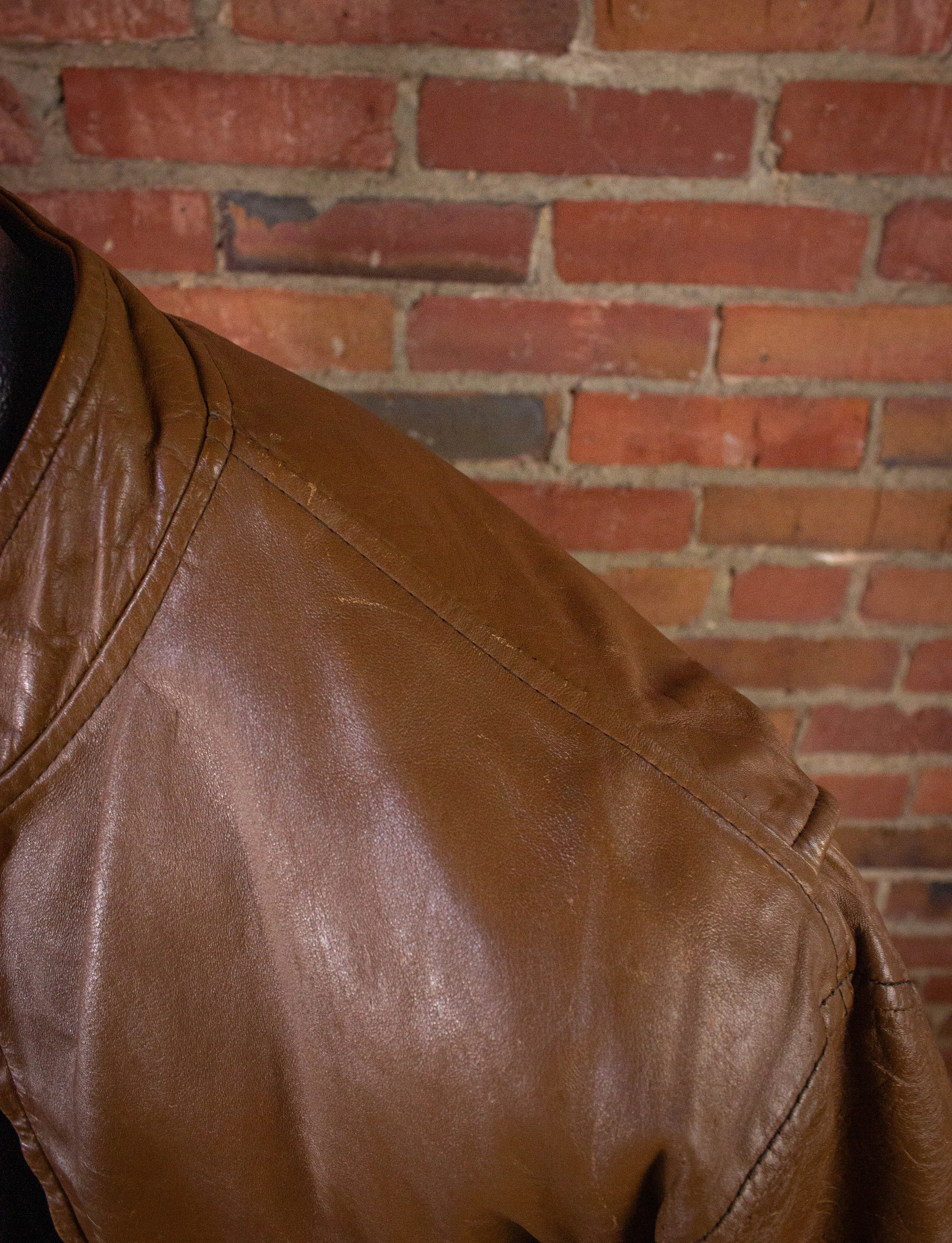 Vintage Light Brown Cafe Racer Leather Jacket 70s Large