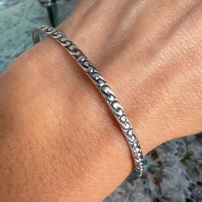 Vintage Silver Patterned Bangle Bracelet