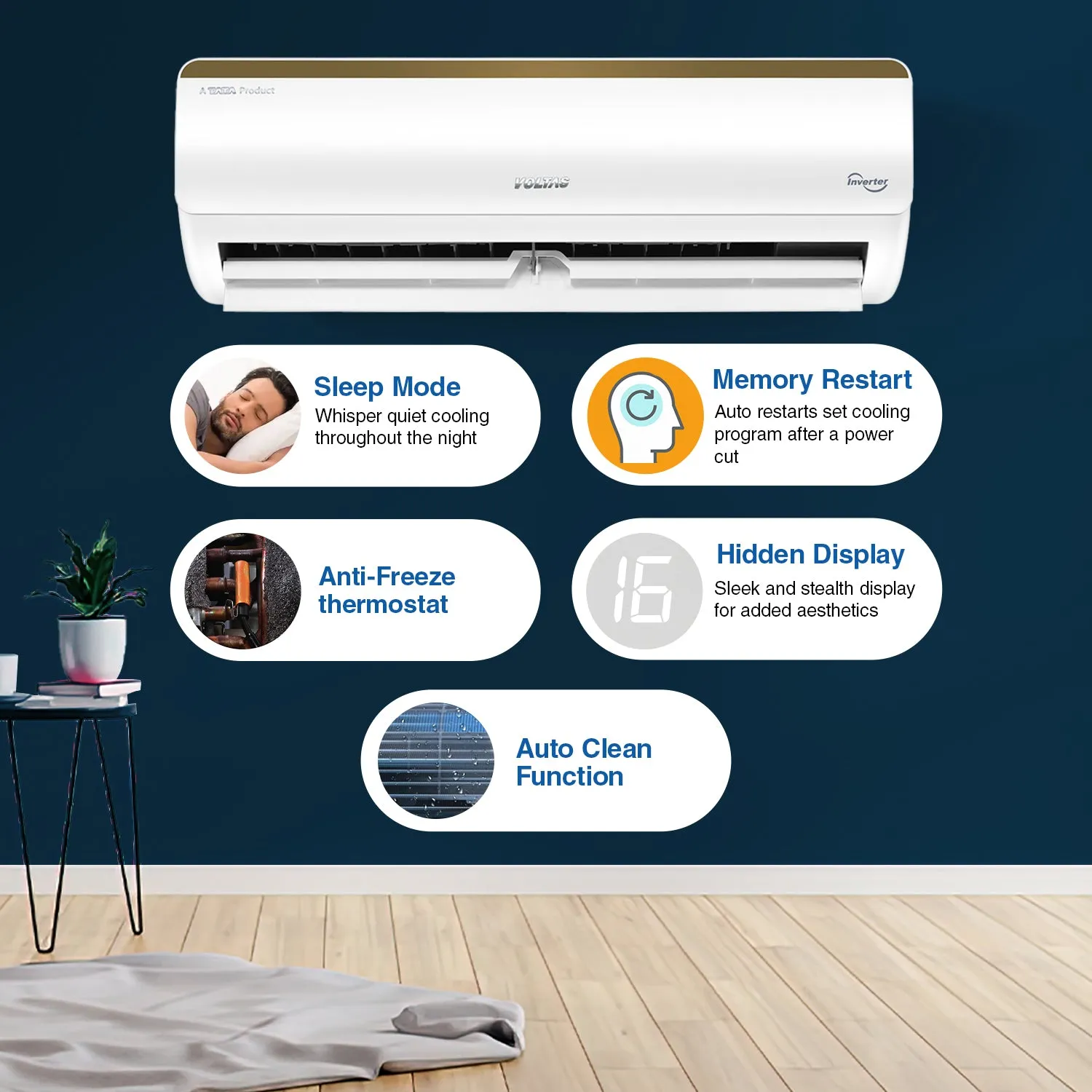 Voltas SmartAir Inverter AC, 1.5 Ton, 5 star - 185V Vertis Smart Elite Gold With IoT