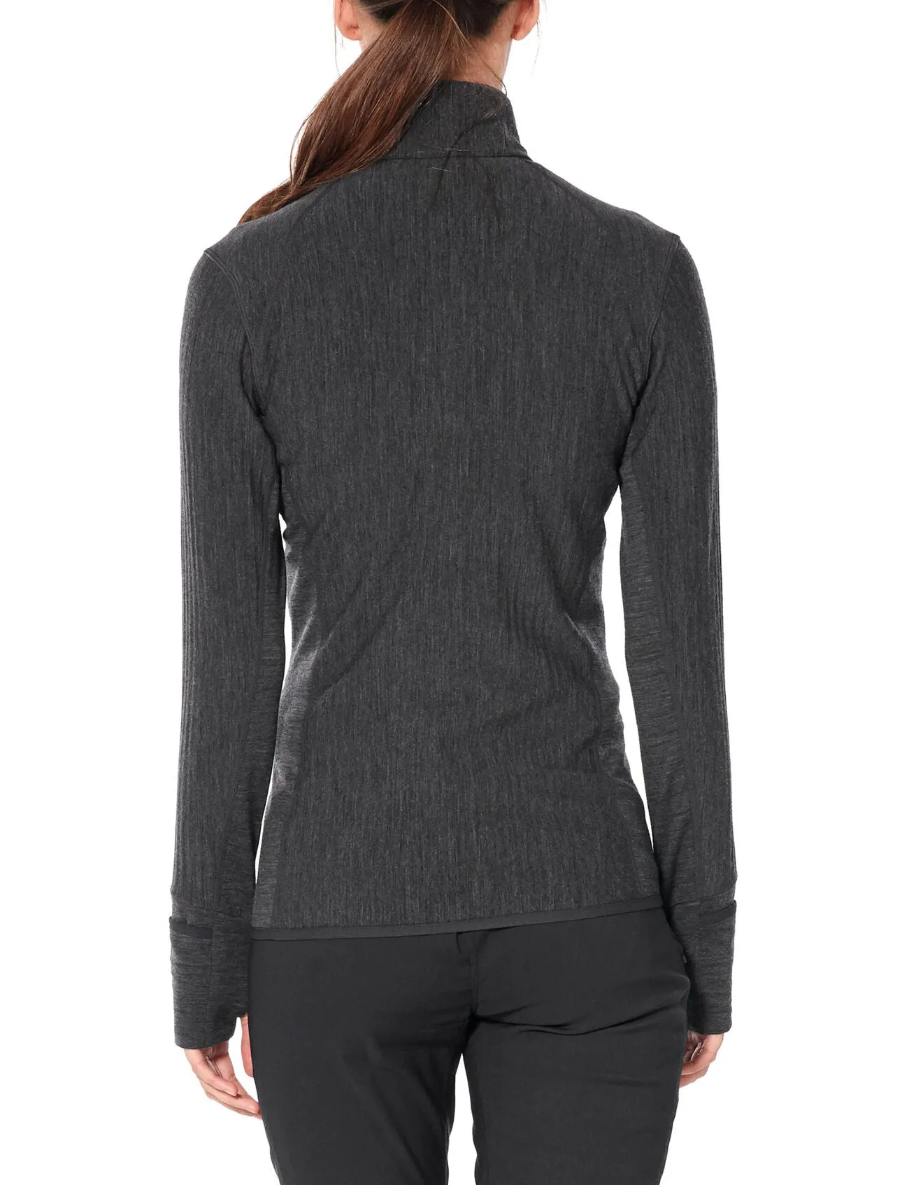 Womens Descender LS Zip - Jet Heather