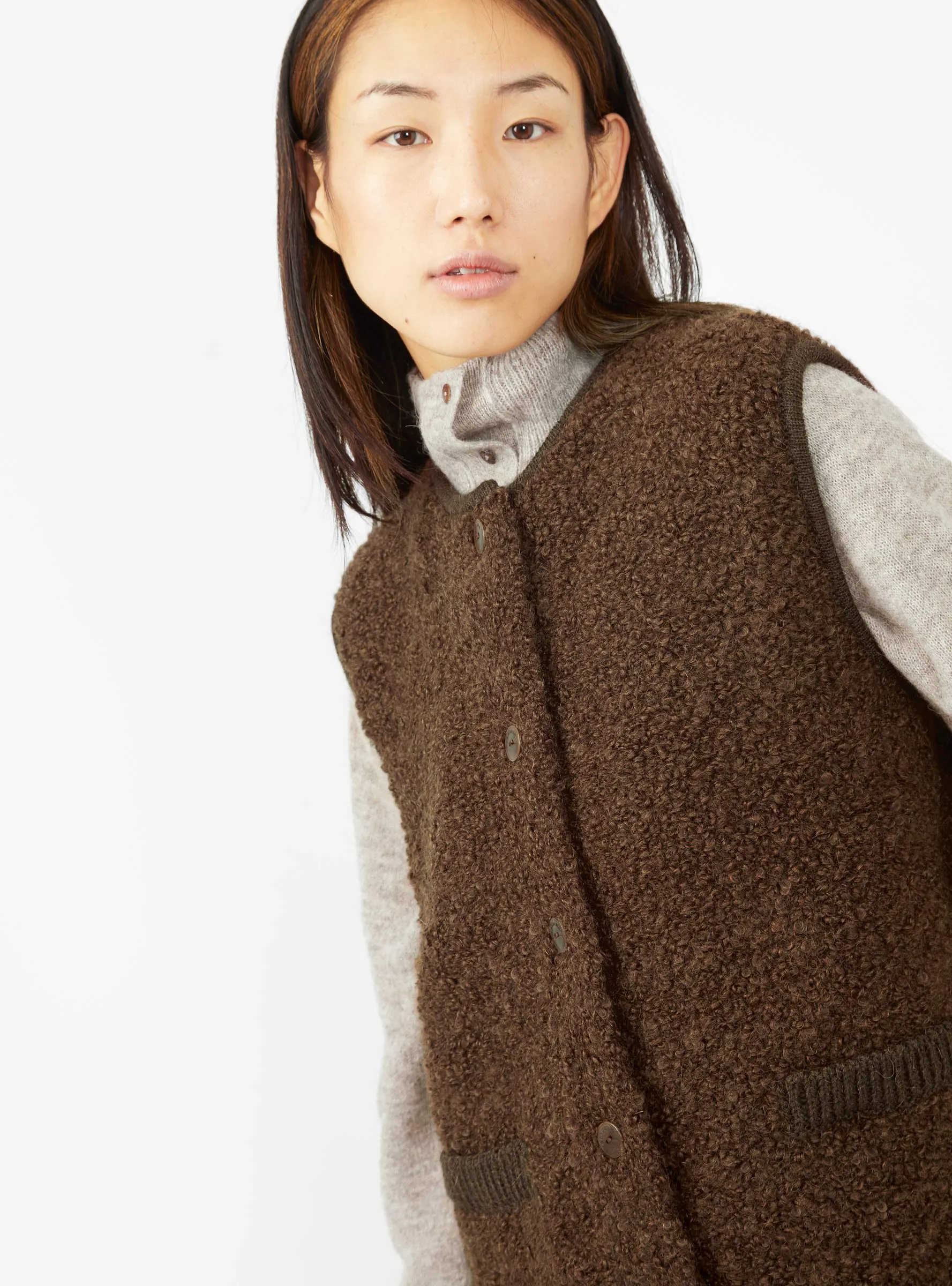 Wool & Mohair Waistcoat Brown