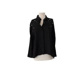 ZARA Black with Pearls Collared Blouse | Pre Loved |